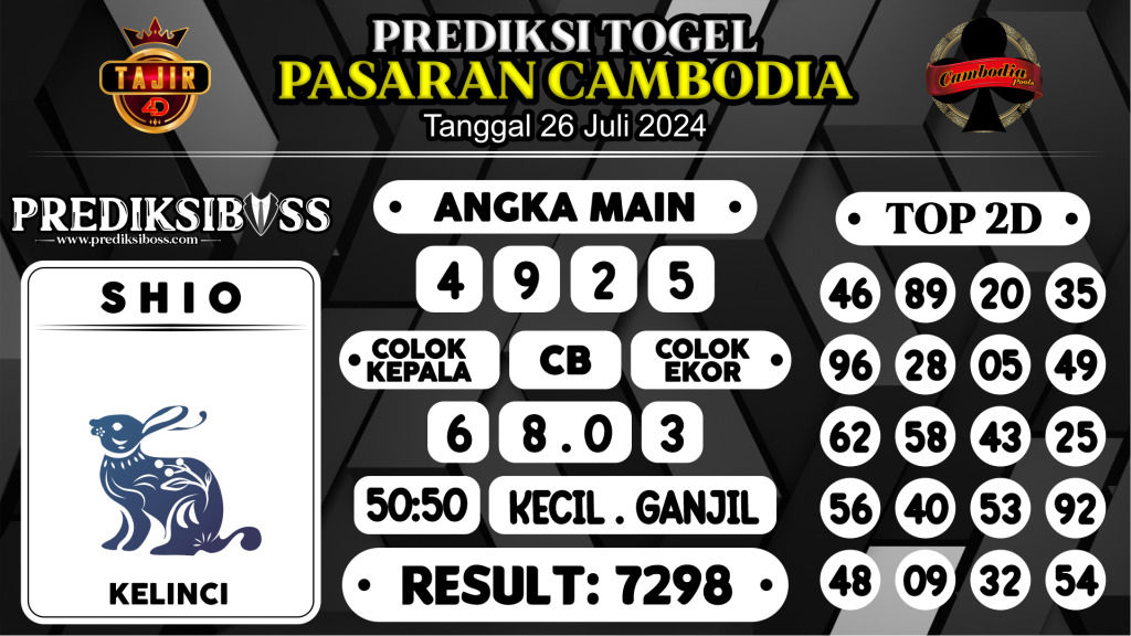 https://prediksibosslife.com/prediksi-boss-togel-cambodia-jumat-26-juli-2024/